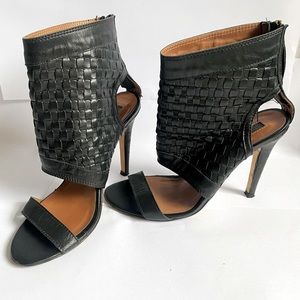 Unique Leather Open Toe Ankle Boots by Modern Vintage